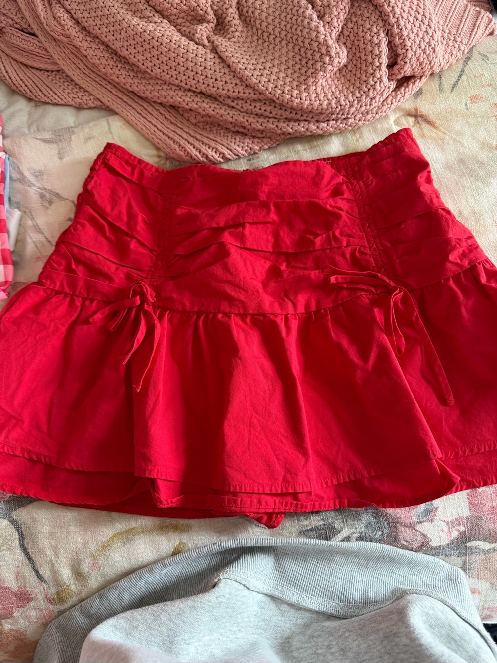 Kendall Lane Bright Red Tiered Mini Skirt